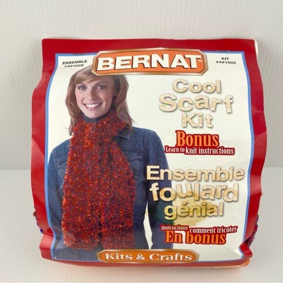 Bernat Cool Scarf Kit for Red Knit Scarf NEW - Picture 1 of 9